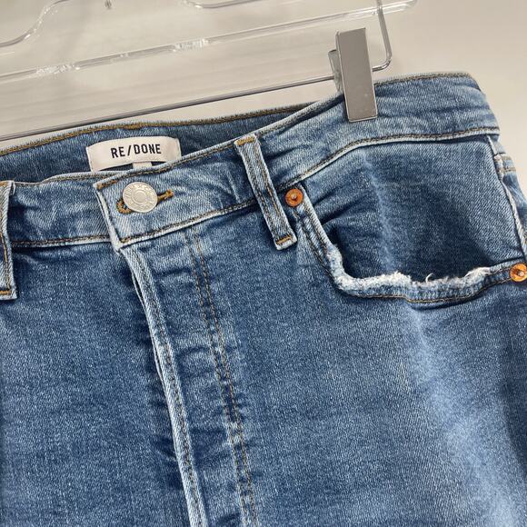 Re/Done Women's Size 31 Stove Pipe 70s Jeans Indigo Storm Blue Straight Leg NWT - Picture 11 of 12